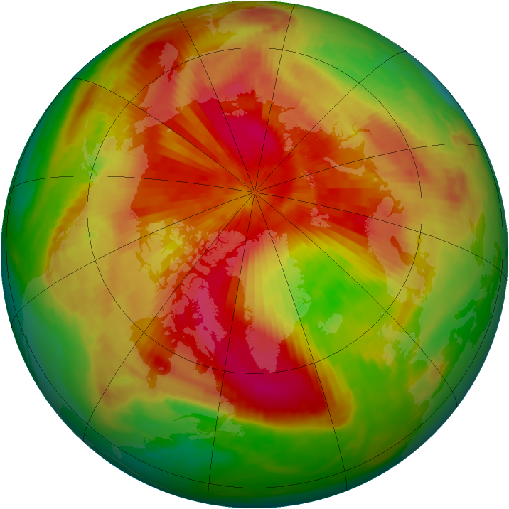 Arctic ozone map for 31 March 1989